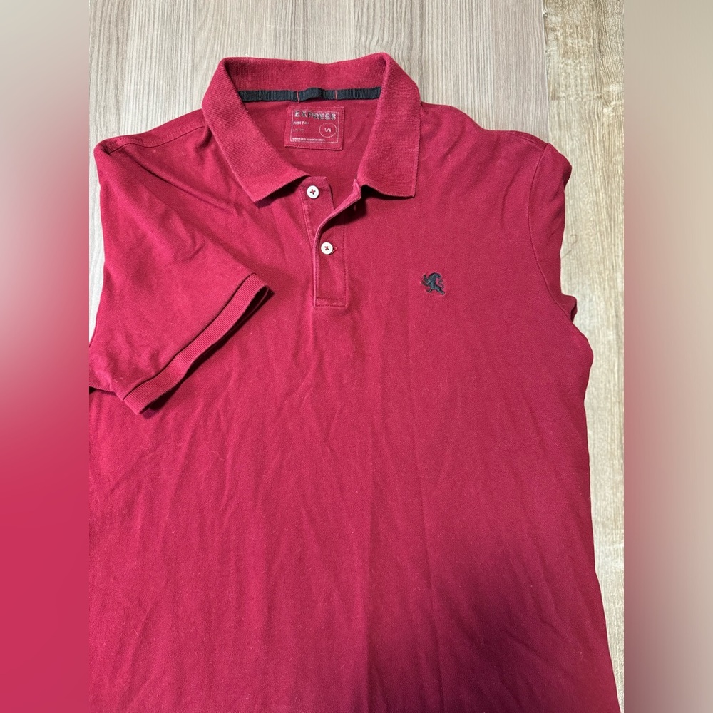 Pique Polo stretch dark red, large Express for men